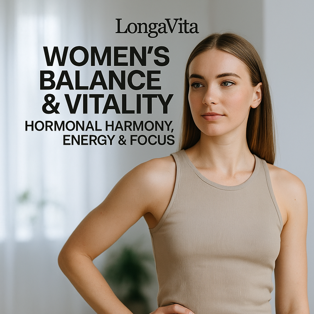 Confident woman in soft daylight symbolizing balance and vitality | LongaVita | women’s health, hormonal harmony, energy support